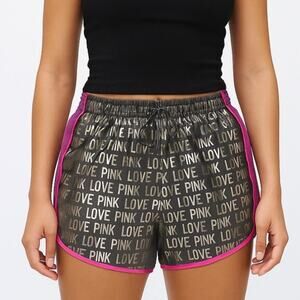 Victoria's Secret PINK Grey Silver and Hot Pink Lined Running Shorts Size S GUC